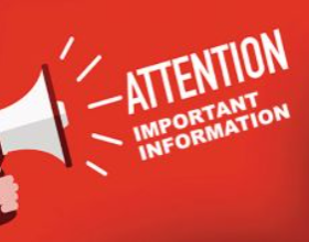 Red back ground Attention Important information.