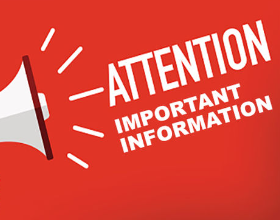 White megaphone "Attention Important information