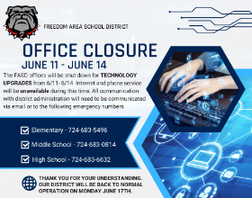 The FASD offices will be closed for TECHNOLOGY UPGRADES from 6/11- 6/14.