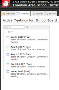 Meetings tab